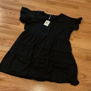 NWT White Mark Black Tiered Kids Dress. TSHIRT Material